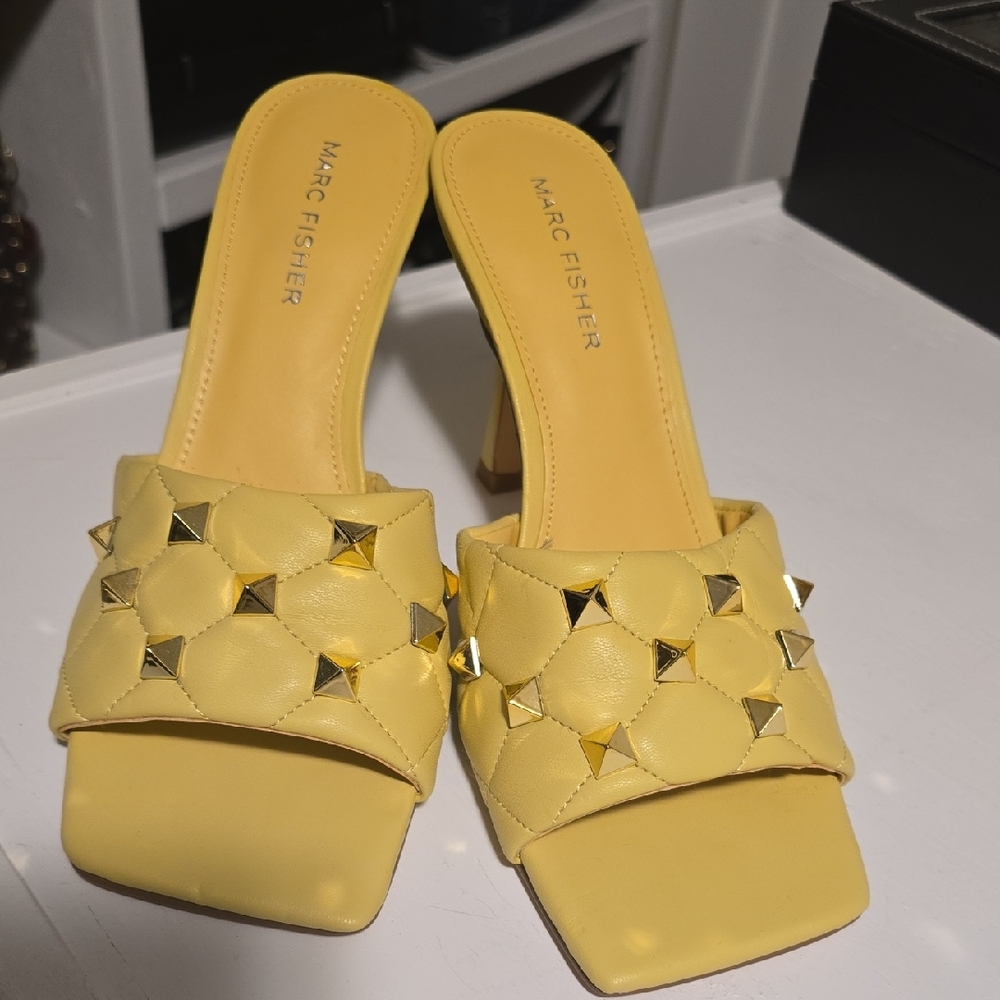 Marc Fisher Yellow Studded Heels